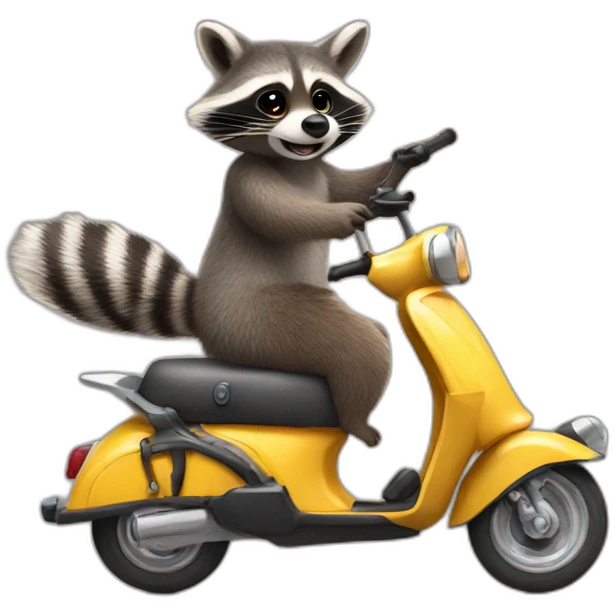 raccoon giving a ride to bunny both on a scooter emoji