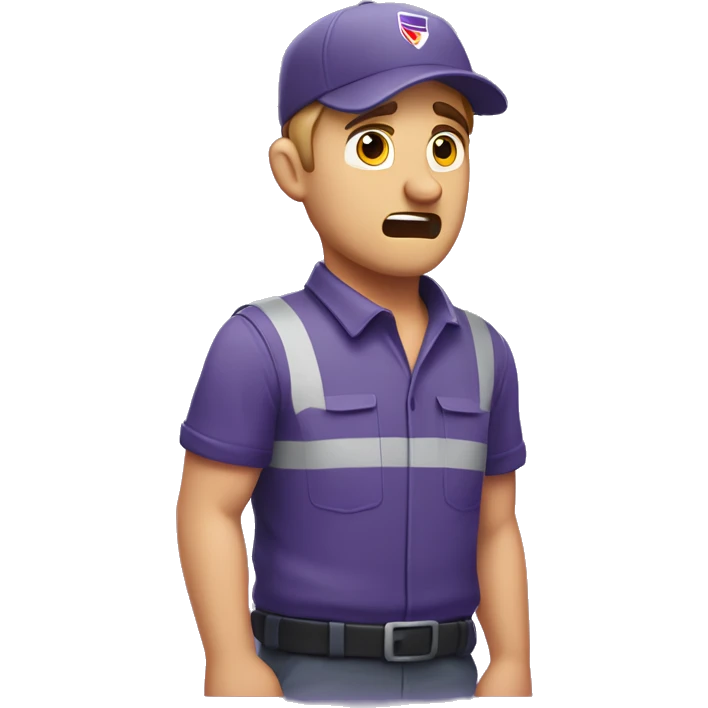 Caucasian Fedex delivery guy upset emoji