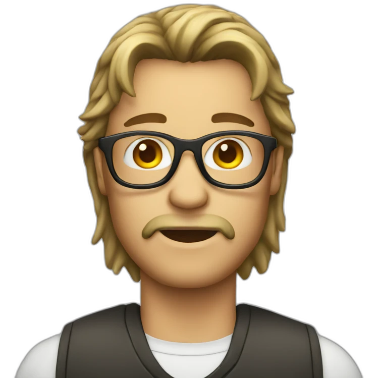person with mullet and round glasses emoji