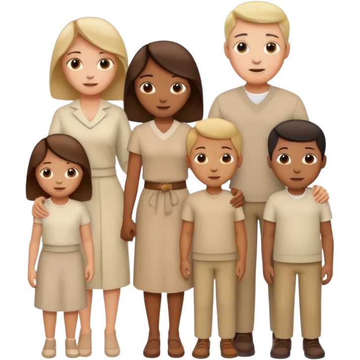 Realistic  family with neutral color emoji