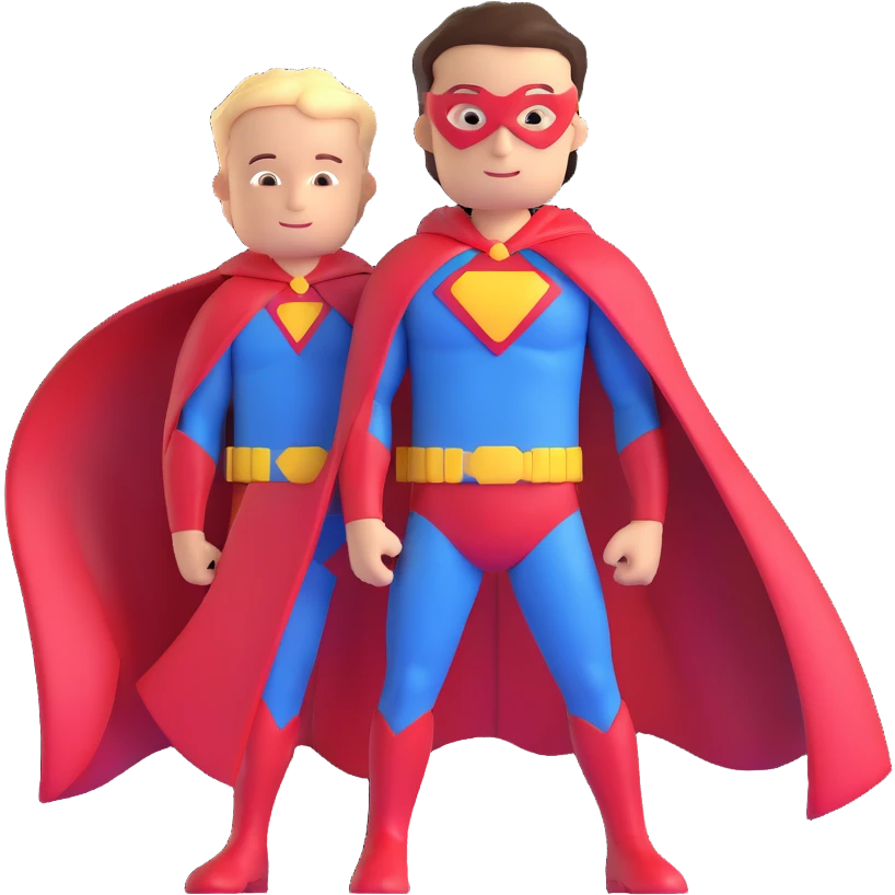 superhero with funny small sidekick emoji