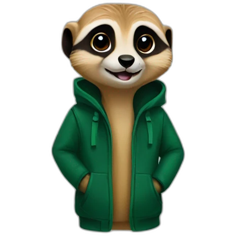 meerkat holding a dark green sleeveless jacket emoji