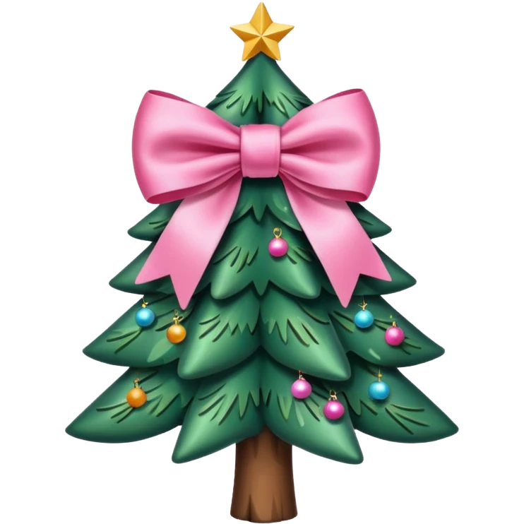 Pink bow christmas tree emoji