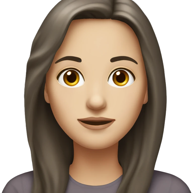 white woman, dark long brown hair, full body, hazel eyes emoji