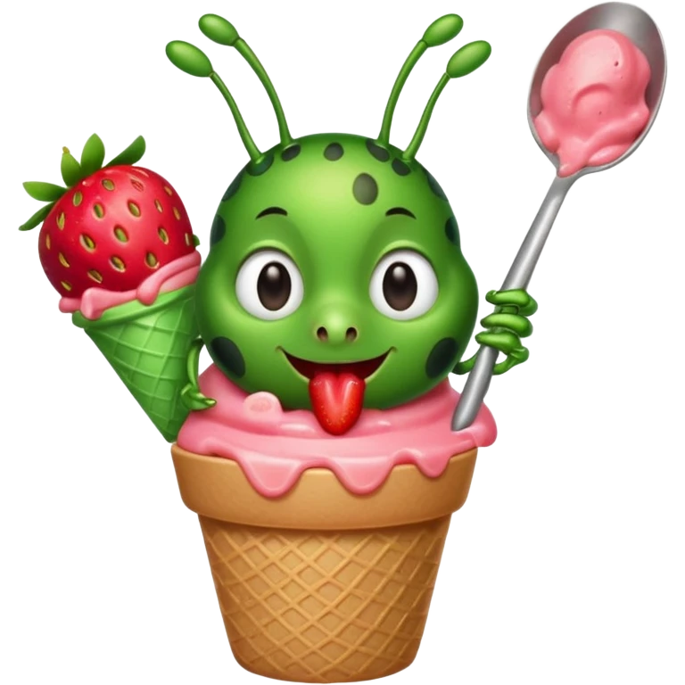 Bug eating ice cream emoji