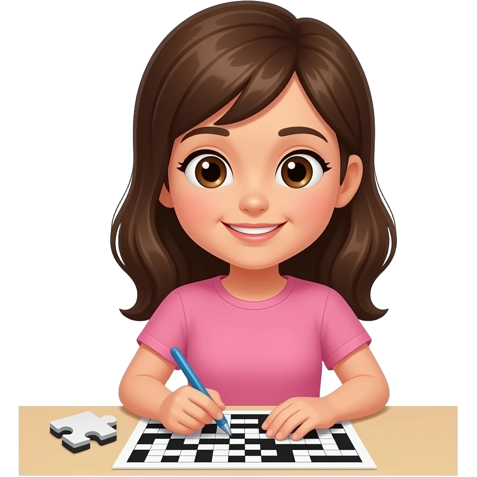 girl doing Crossword puzzle emoji