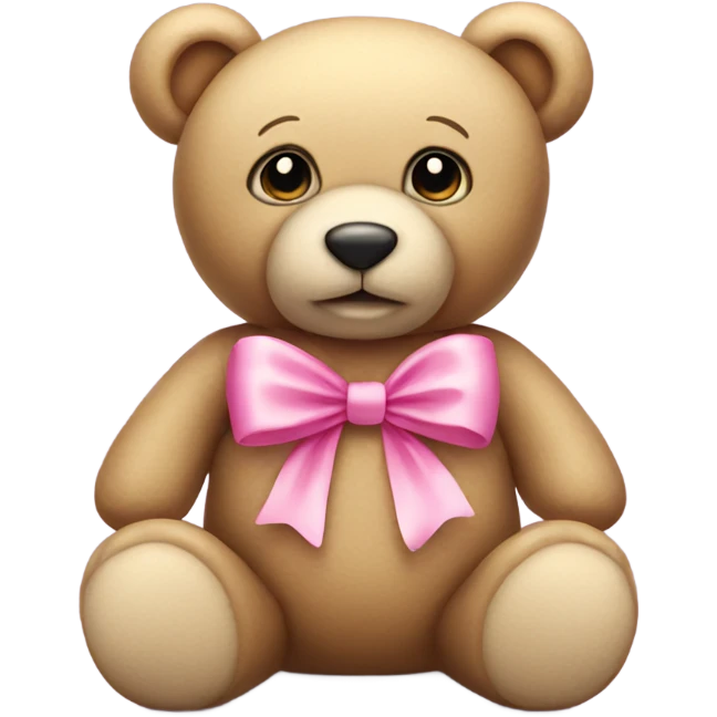 Beige teddy bear with pink bow on its head  emoji
