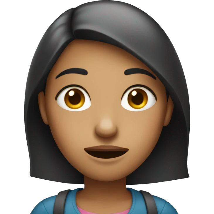 a girl with a phone in her hands with a boring face emoji