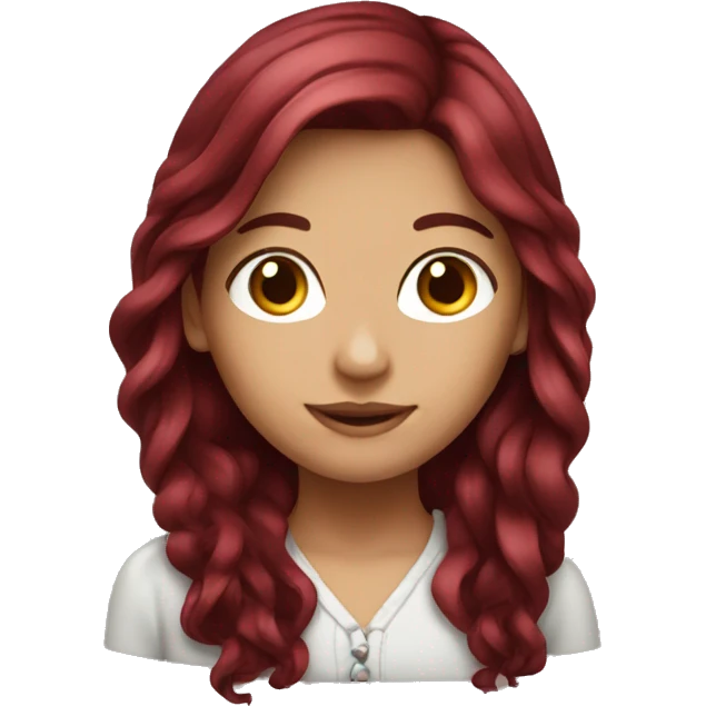 Beautiful burgundy haired girl with long hair emoji