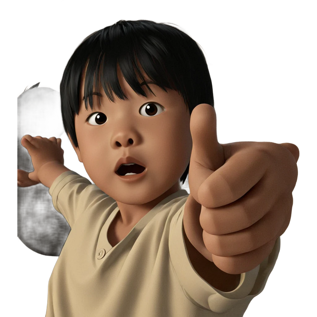 pointing boy with black hair emoji
