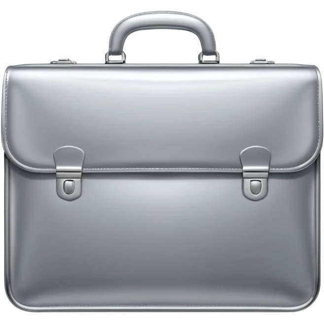 A luxury briefcase emoji made of polished silver chrome, smooth rectangular shape, metallic reflections, minimal high-end design, swag business aesthetic, iOS emoji style, centered, clean white background
 emoji