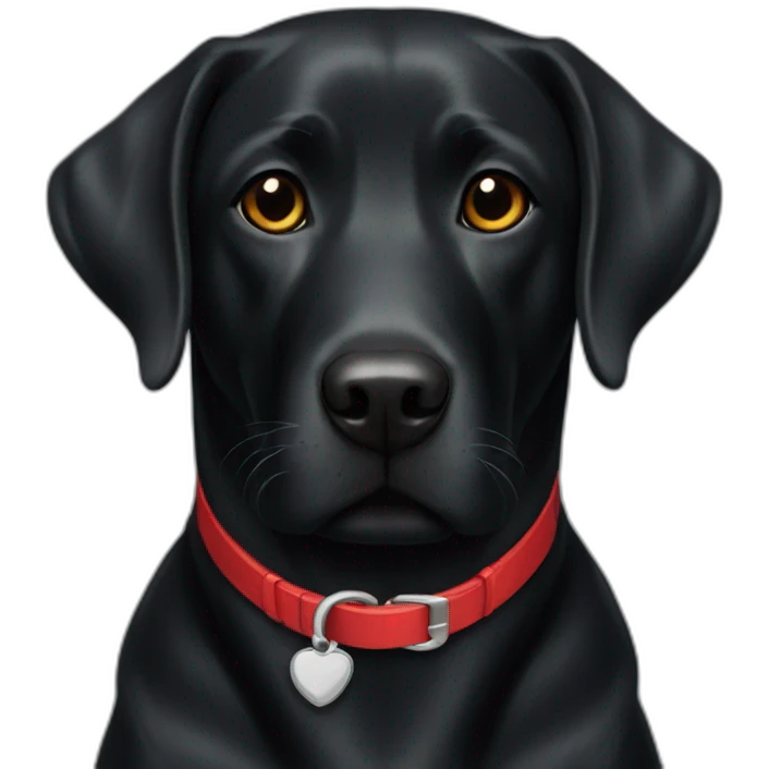 A black labrador with a red collar  emoji