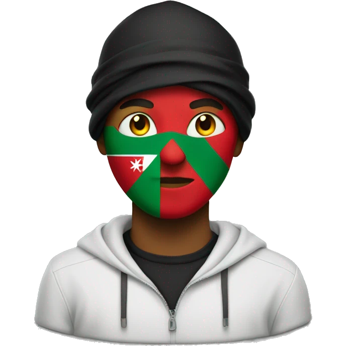 hacker wearing black with Oman flag color  emoji