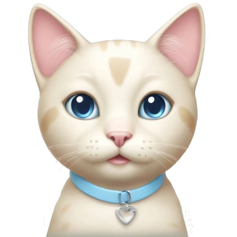 cream cat with light blue eyes and light pink collar sitting emoji
