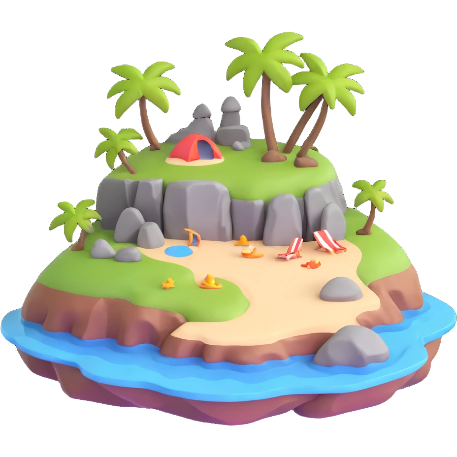 tiny island with beach and rocks emoji