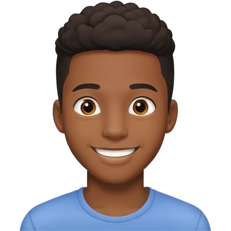 19-year-old Black male with a friendly smile, casual style emoji