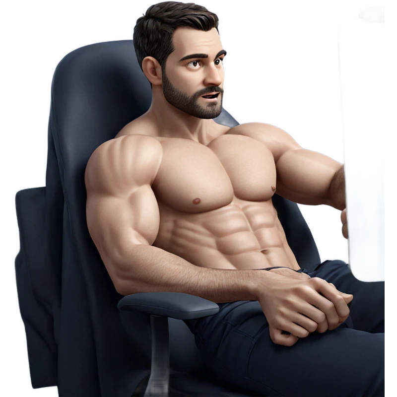 muscular male portrait sitting nude emoji