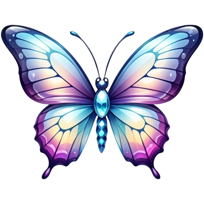 Shiny sparkly transparent glass crystal butterfly emoji
