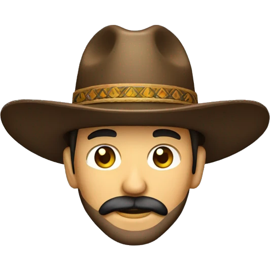 Hombre con barba y sombrero de rancho maduro con aspecto delictivo  emoji