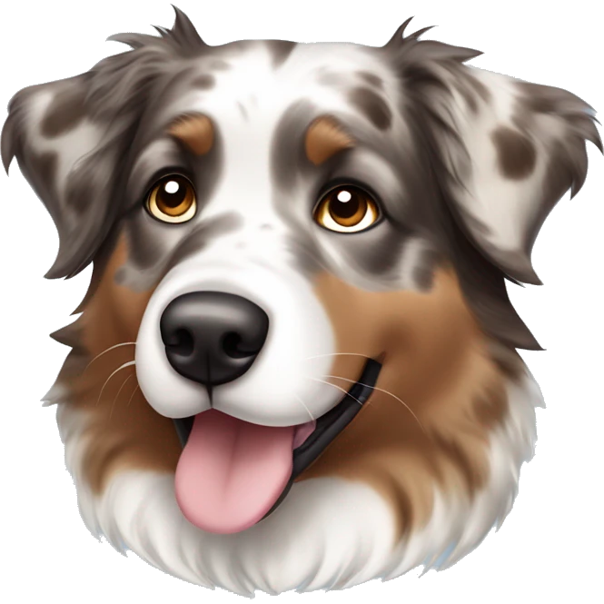 Brown Merle Australian shepherd with blue eyes emoji