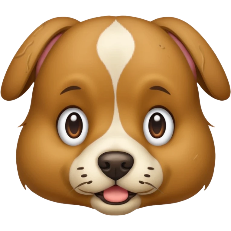 mud and hay stuck on dog face emoji