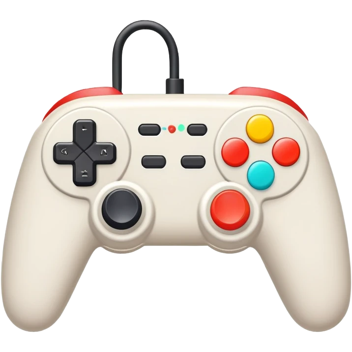 A cute cartoon joystick controller with pixel art details emoji