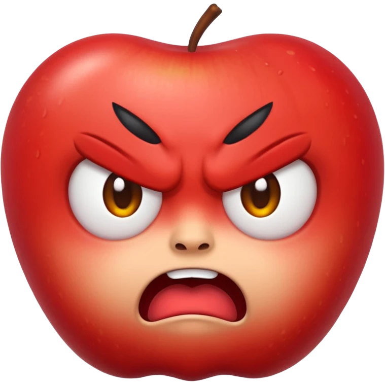 lububu angry expression, apple emoji style, simple bright, rounded, playful emoji