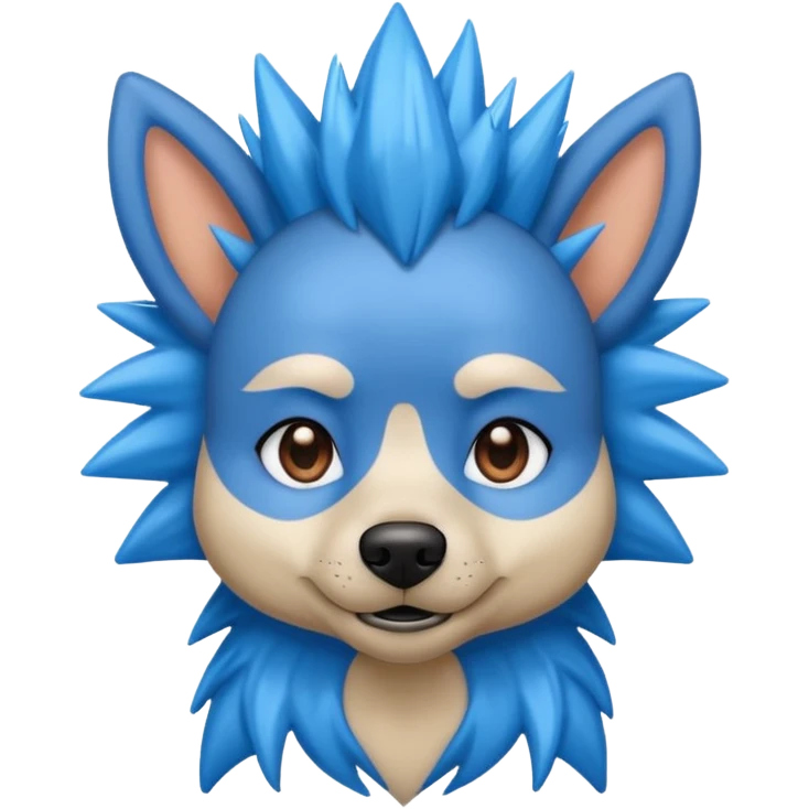 blue very spiky haired dog with earrings emoji