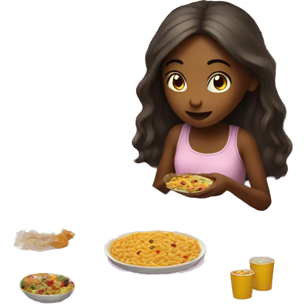 Girl eating and gaming in bed  emoji