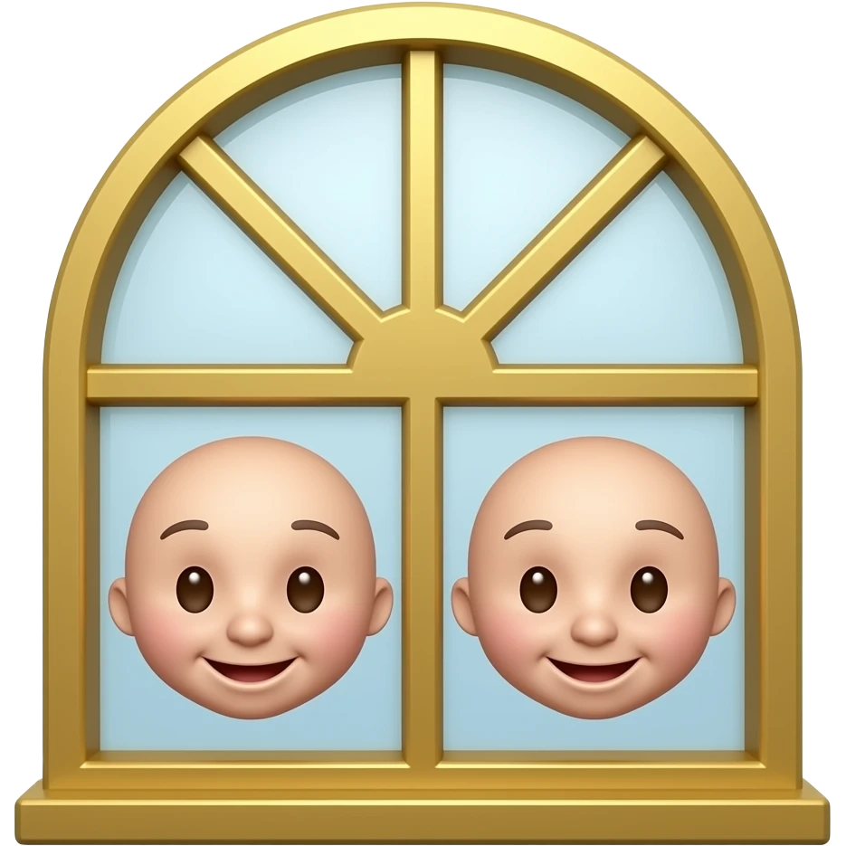 golden window arched with  emoji twin babies and simpler arched window emoji