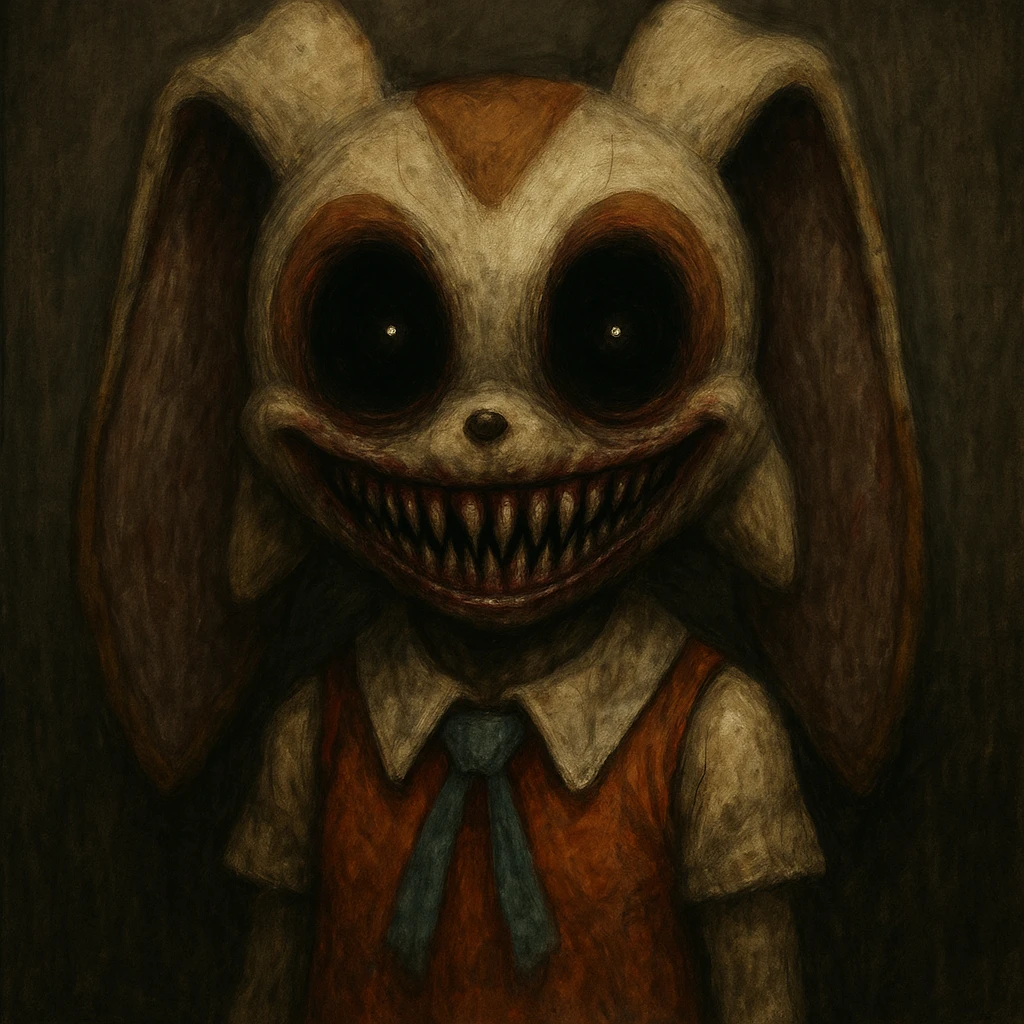 scary Cream.exe character, horror style, wide unsettling smile, eerie eyes, creepy vibe, normal background emoji