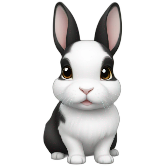 black and white mini netherland dwarf emoji