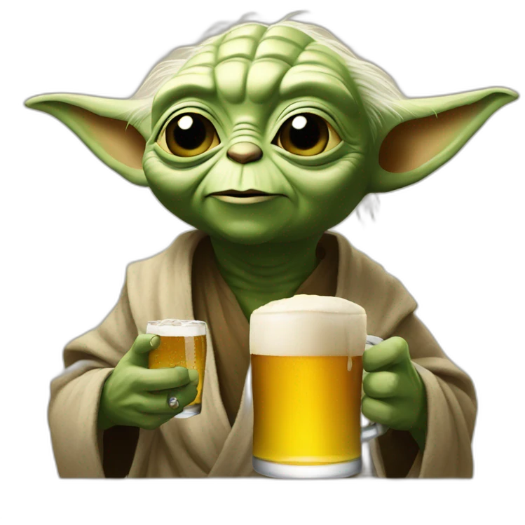 Yoda with beer emoji