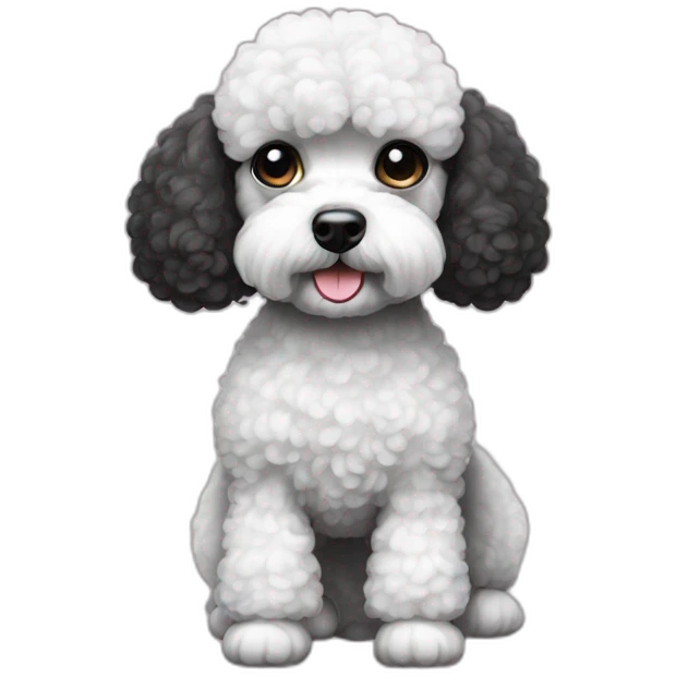 Mini poodle black and white emoji
