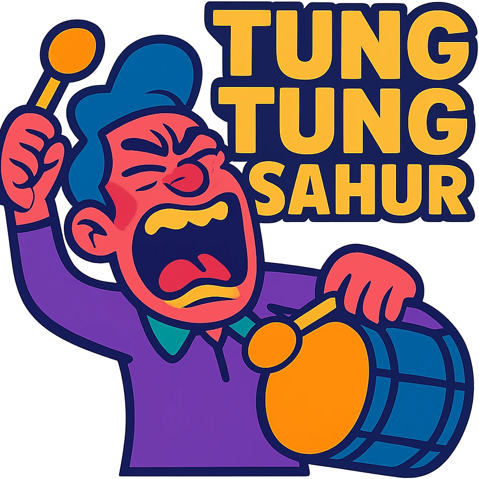 Tung Tung sahur brainrot, over-the-top expression, fun, meme-inspired, cartoon style emoji