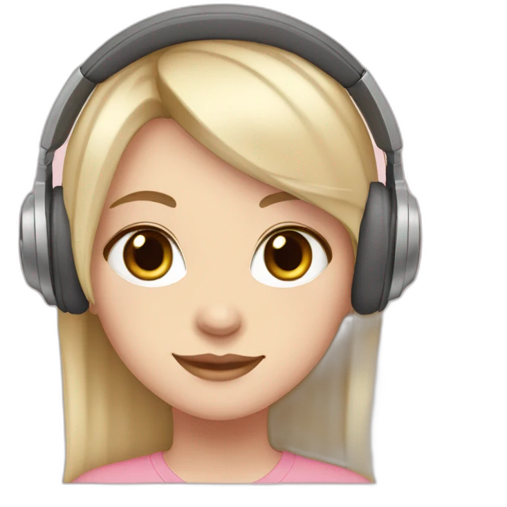 blonde girl, brown eyes, soft pink headphones, pale skin emoji
