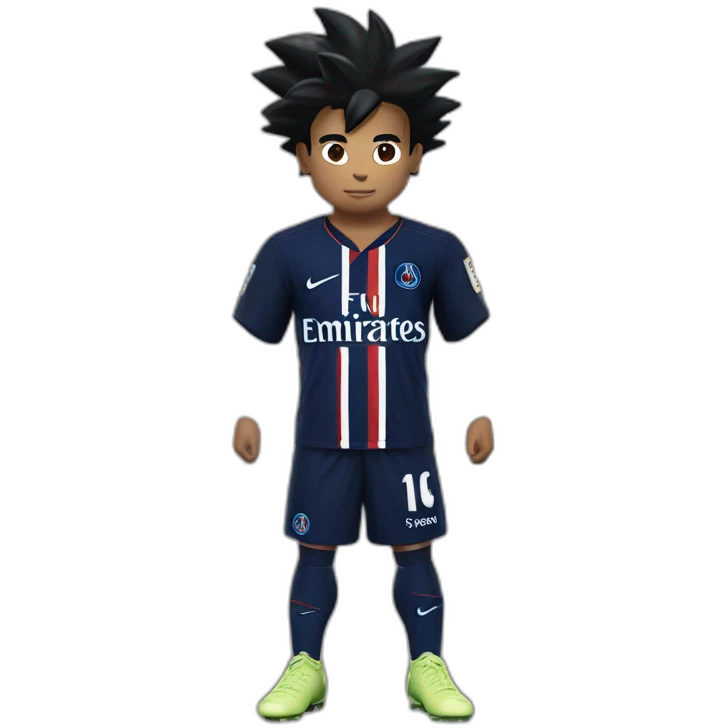san goku with a psg home kit emoji