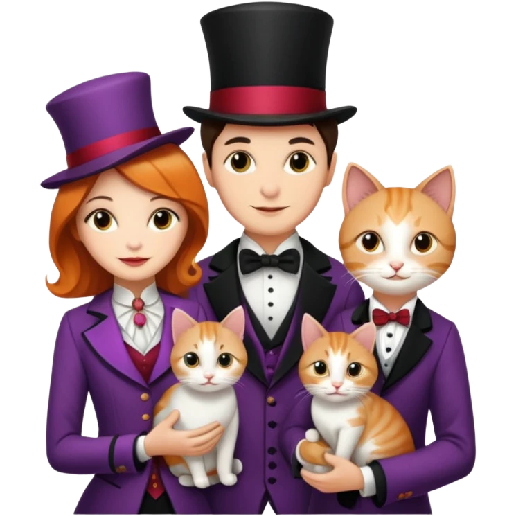 magician couple and their pet cat emoji