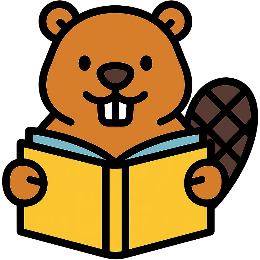 color outline icon of a beaver reading a book emoji