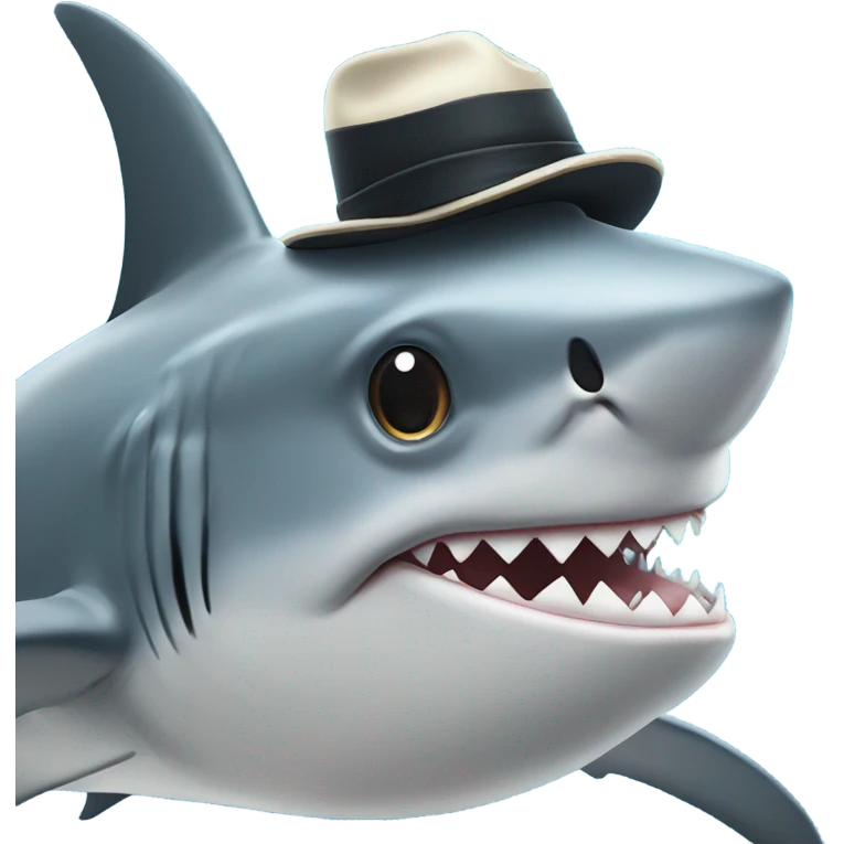 Shark with captains hat emoji