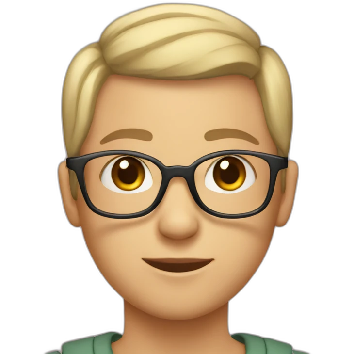 Caucasian Teenager with a buzz cut and round glasses emoji