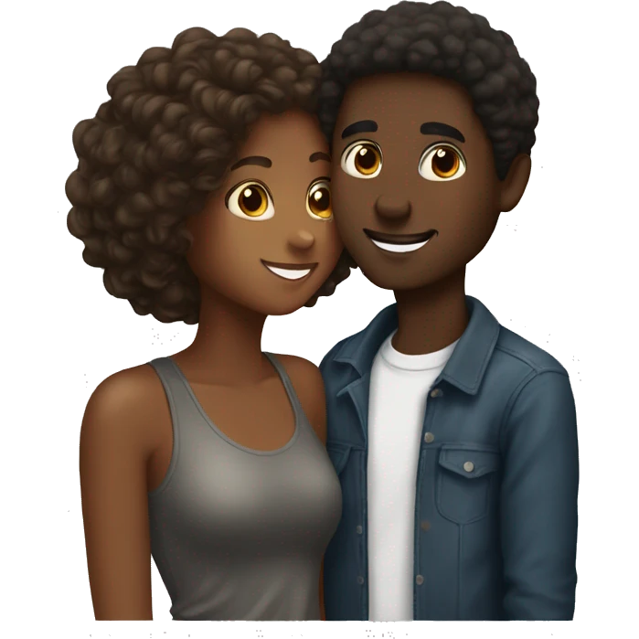 Best friends kissing man is black girl has brown hair emoji