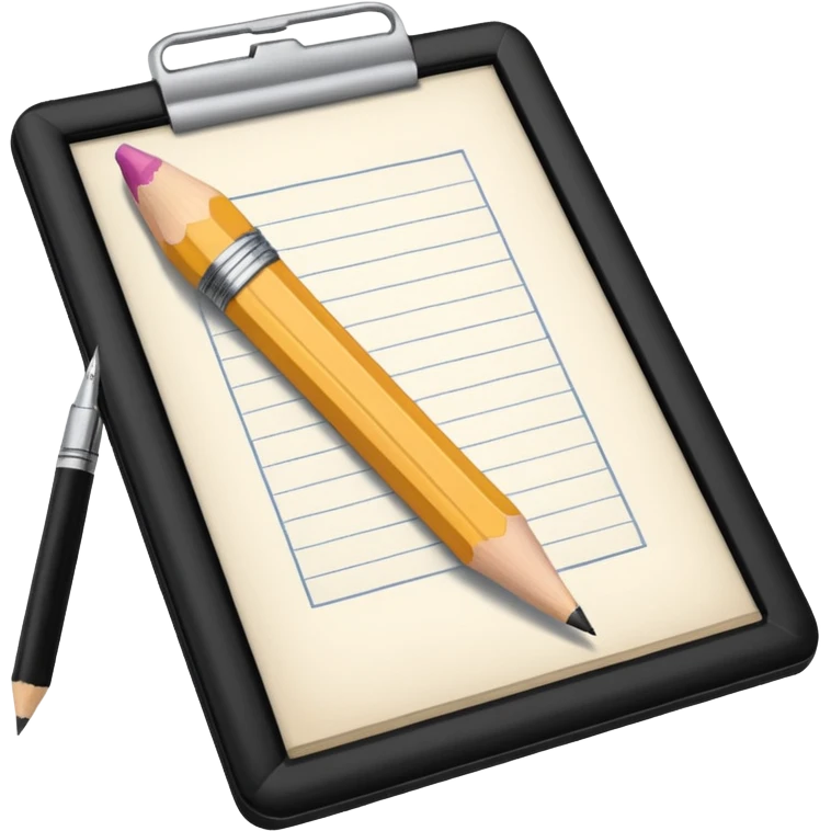 Create an icon representing the process of creating a black-and-white caricature. Include a pencil, a sketchpad with a humorous, exaggerated figure, and inking tools. Use bold lines and shading, with a transparent background. emoji
