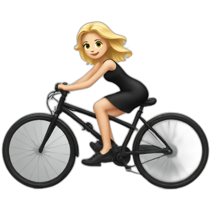 blond girl black dress on a bycicle emoji