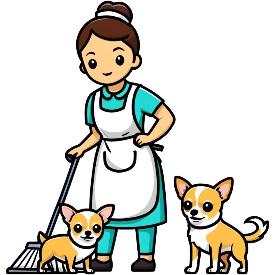 A housekeeper and a chihuahua  emoji