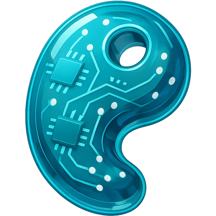 Japanese magatama bead, shiny glossy circuit style design emoji