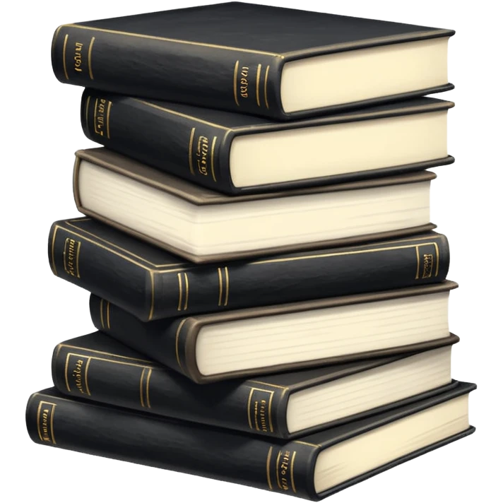 5 black and white books emoji