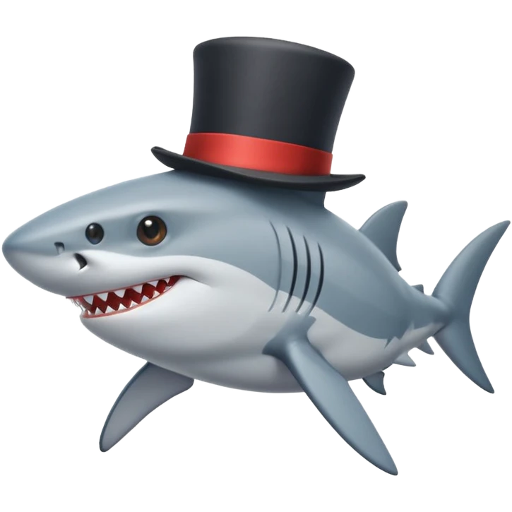 Shark with a top hat emoji