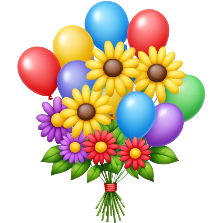 Happy Mother’s Day bouquet of flowers and balloons  emoji