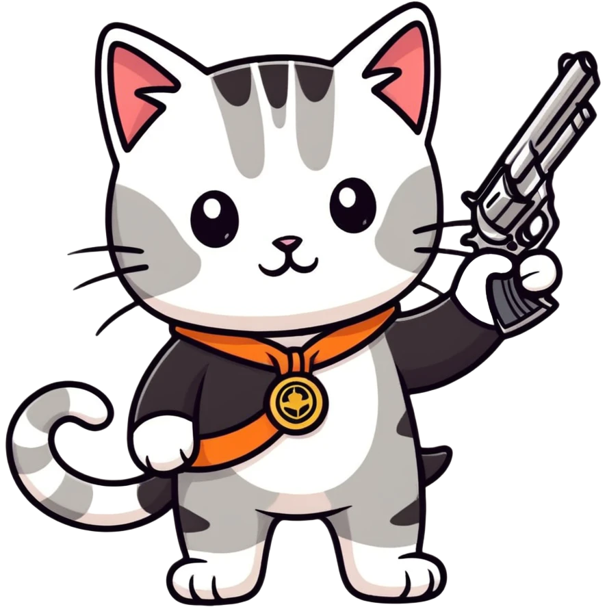 Cute cat with revolver  emoji